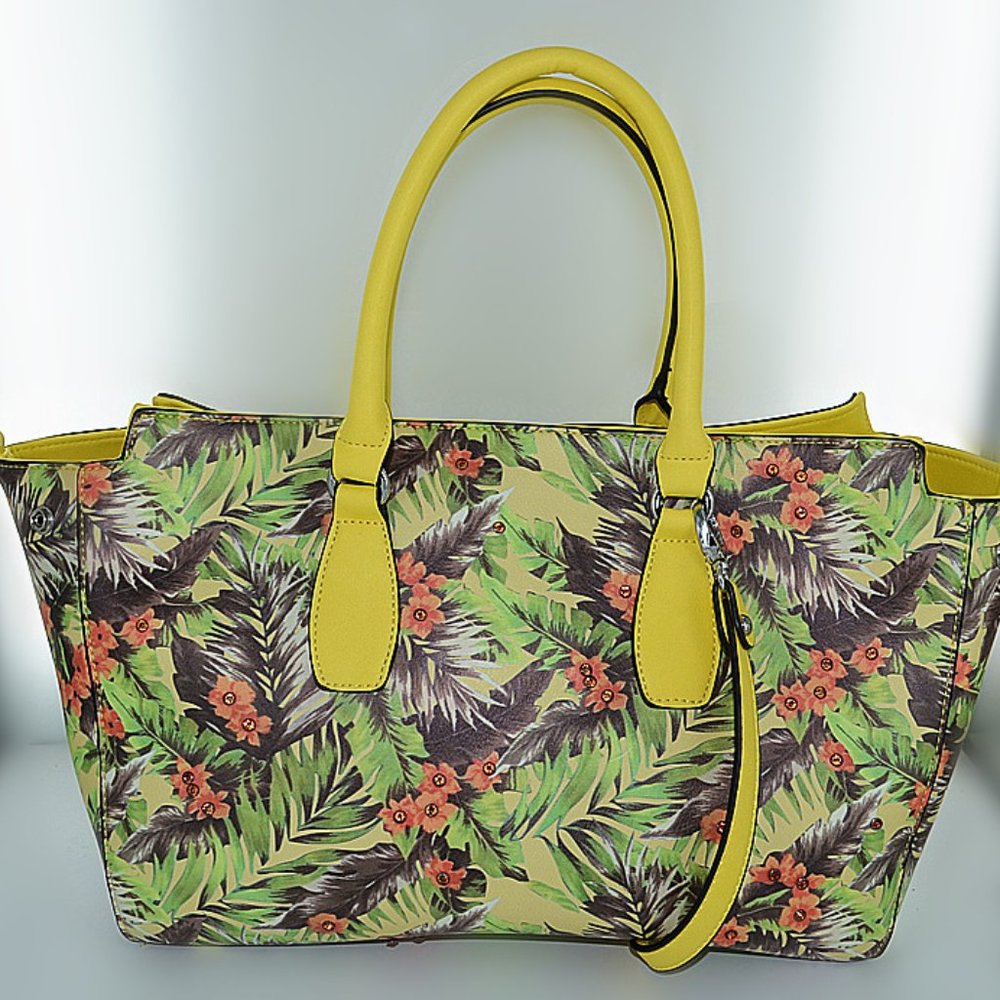Floral Print Colorful Vegan Leather Shoulder/Crossbody Handbag, NWT - Picture 6 of 6